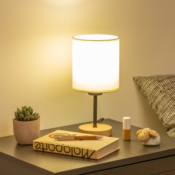 Brilagi - Stolní lampa NUBILA WOOD 1xE27/25W/230V dub/černá/krémová