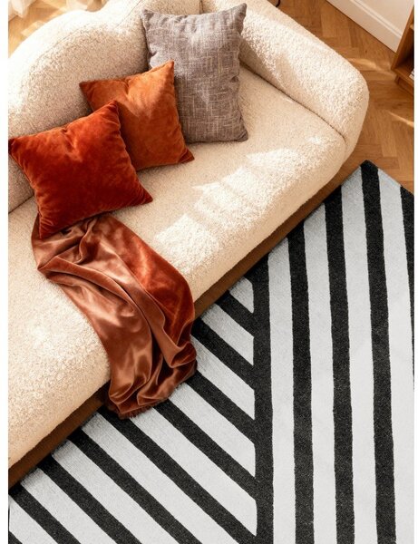 Černobílý ručně tkaný vlněný koberec 120x180 cm Stryve Noir – Elle Decoration