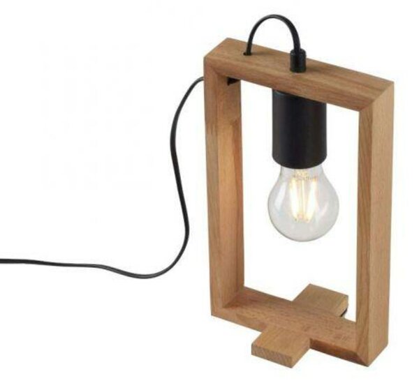 LEUCHTEN DIREKT is JUST LIGHT stolní lampa, černá, dřevěný rám, šňůrový vypínač, kov