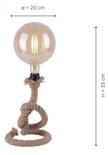 LEUCHTEN DIREKT is JUST LIGHT Stolní lampa jako námořnické lano v rustikálním retro vzhledu LD 15480-18