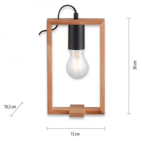LEUCHTEN DIREKT is JUST LIGHT stolní lampa, černá, dřevěný rám, šňůrový vypínač, kov