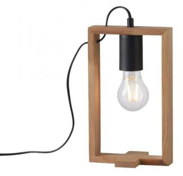 LEUCHTEN DIREKT is JUST LIGHT stolní lampa, černá, dřevěný rám, šňůrový vypínač, kov