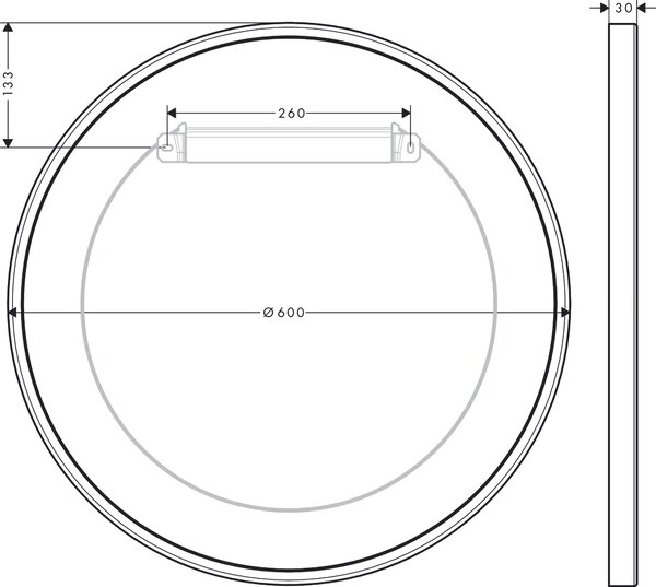 AXOR Universal Circular nástěnné zrcadlo, matná černá 42848670