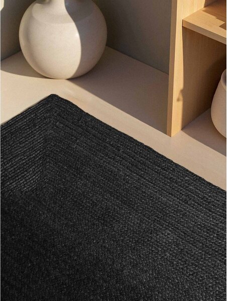 Černý oboustranný/ručně tkaný jutový koberec 60x90 cm Juno – Hanse Home