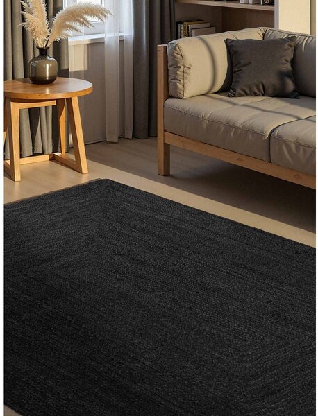 Černý oboustranný/ručně tkaný jutový koberec 60x90 cm Juno – Hanse Home