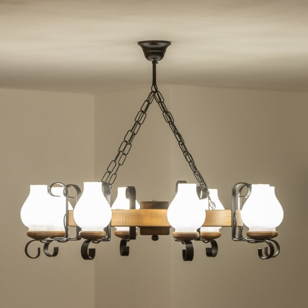 Brilagi - Lustr na řetězu ROATA 8xE14/40W/230V pr. 70 cm buk