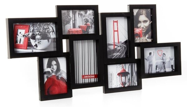 Rámeček pro 8 fotek, fotorámeček, rámeček na fotky barva černá
