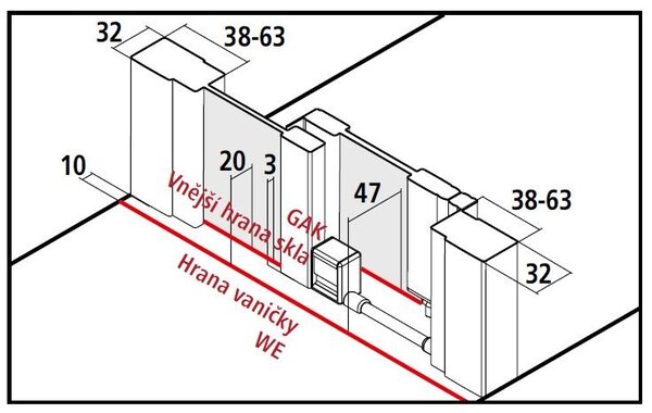 Kermi Posuvné dveře Cada XS D2L 1200x2000 1160-1210 STŘ.LESK čiré+Clean CKD2L12020VPK