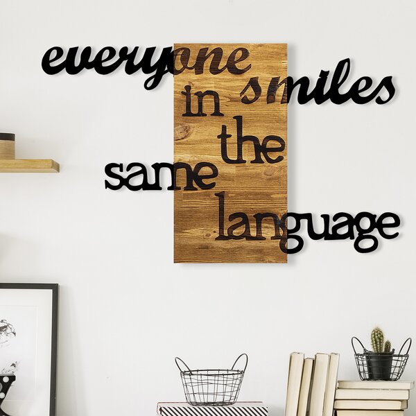 ASIR Nástěnná dekorace dřevo EVERYONE SMILE 95 x 58 cm