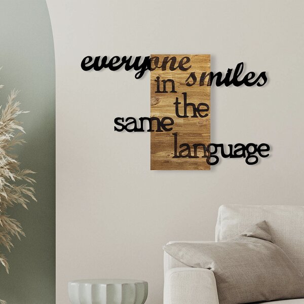 ASIR Nástěnná dekorace dřevo EVERYONE SMILE 95 x 58 cm
