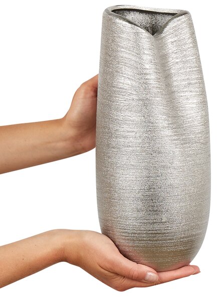 Dekorativní váza DERBE Kamenina 32 cm Stříbrná