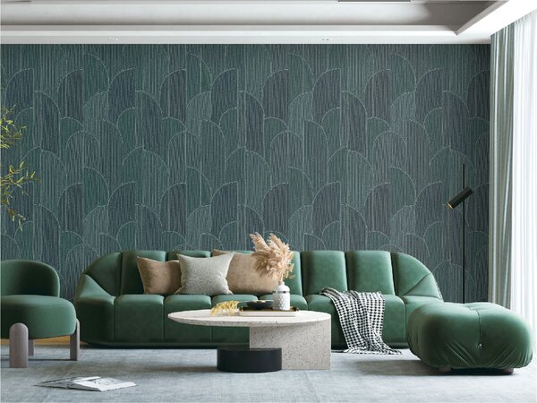 Zelená geometrická vliesová tapeta na zeď, TP422936, Exclusive Threads, Design ID