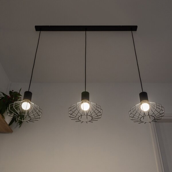Lustr na lanku SOLANO 3xE27/15W/230V černá/zlatá