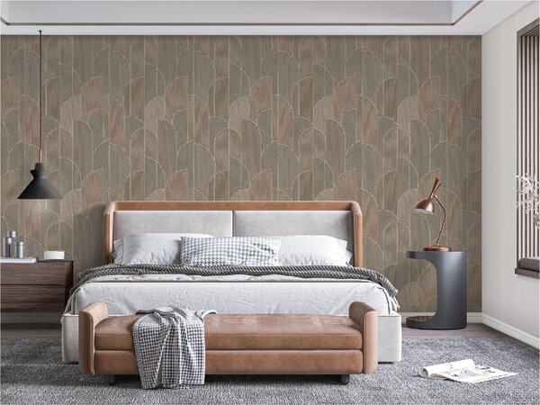 Hnědá geometrická vliesová tapeta na zeď, TP422934, Exclusive Threads, Design ID