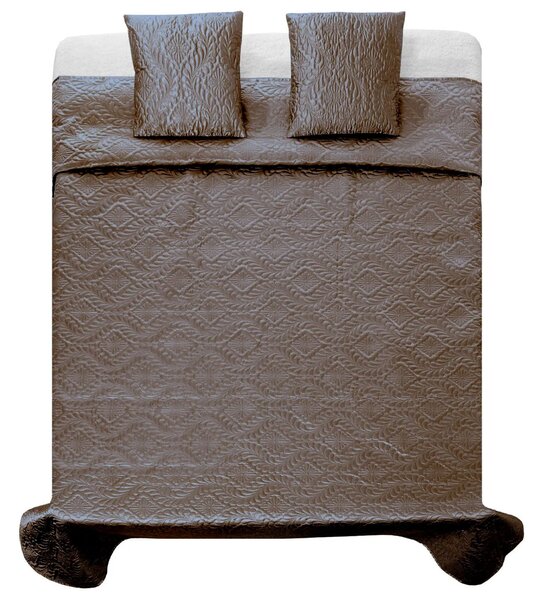 Tutumi Verona, saténový přehoz na postel 2,2x2,4m + povlečení na polštář, béžová, NAZ-00517
