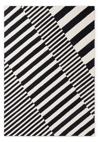 Černobílý ručně tkaný vlněný koberec 120x180 cm Stryve Flux – Elle Decoration