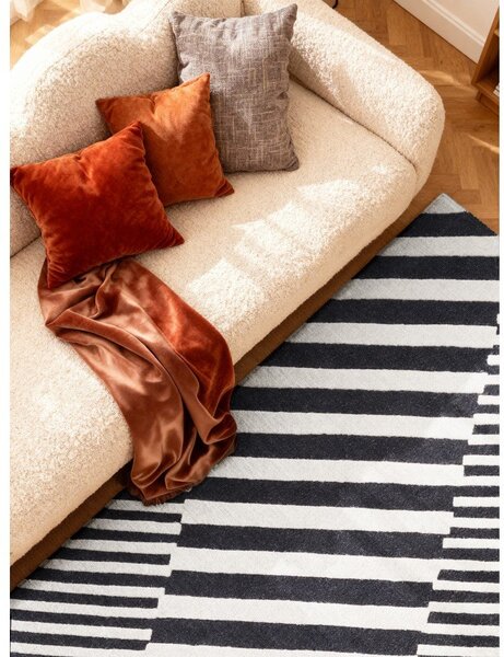 Černobílý ručně tkaný vlněný koberec 120x180 cm Stryve Flux – Elle Decoration