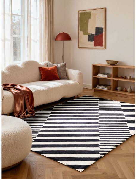 Černobílý ručně tkaný vlněný koberec 120x180 cm Stryve Flux – Elle Decoration