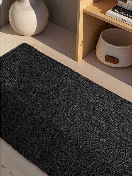 Černý oboustranný/ručně tkaný jutový běhoun 80x200 cm Juno – Hanse Home
