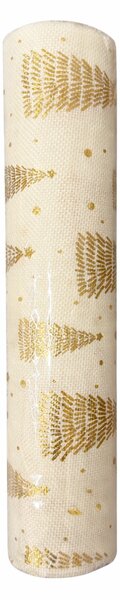 Běhoun jutový zlatý potisk stromky 28cm x 3m 8701306A