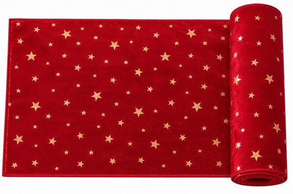 Kopie Běhoun sametový s hvězdami červený 28cm x 3m 8701303C