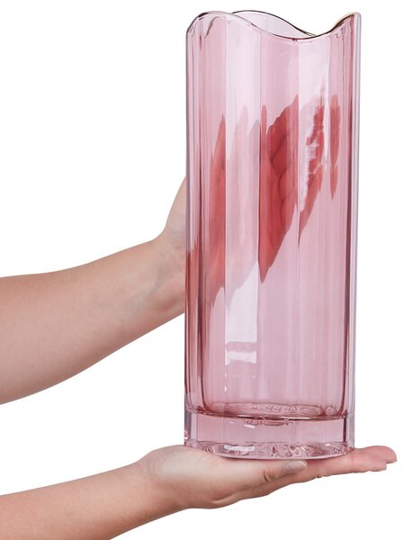Váza na květiny PERDIKI Sklo 30 cm Růžová