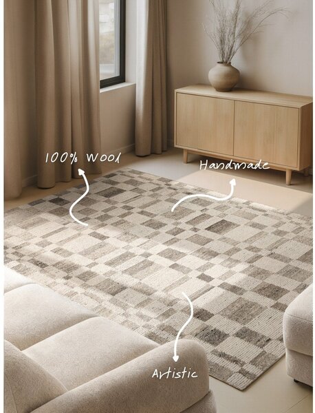 Krémový ručně tkaný vlněný koberec 80x150 cm Boho 1.0 Structa – Vikosa