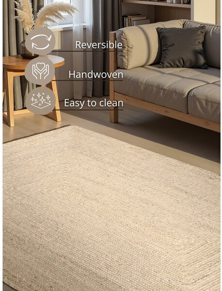 Krémový oboustranný/ručně tkaný jutový koberec 80x150 cm Juno – Hanse Home