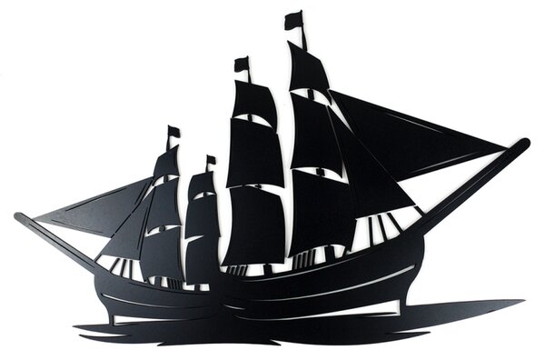 Dřevěná dekorace Loď černá