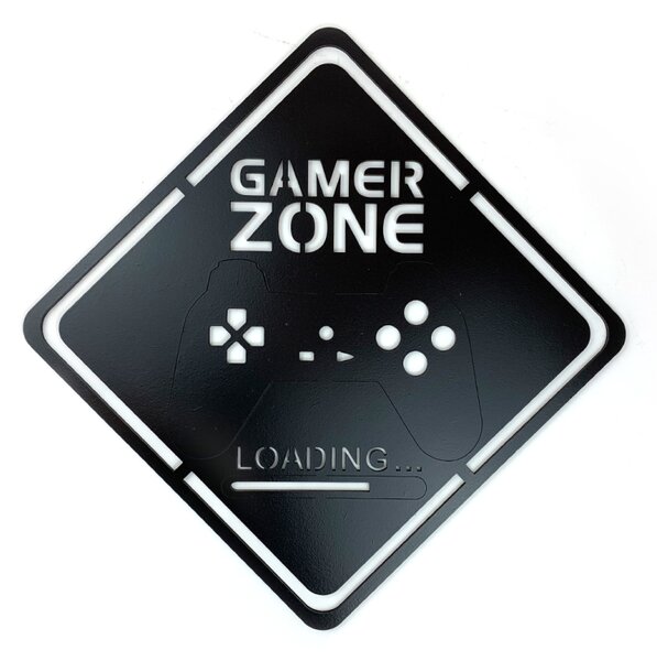 Dřevěná dekorace Gamer Zone černá