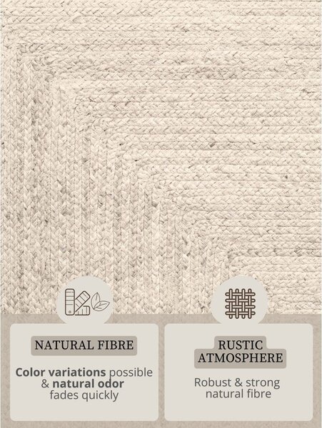 Krémový oboustranný/ručně tkaný jutový koberec 80x150 cm Juno – Hanse Home