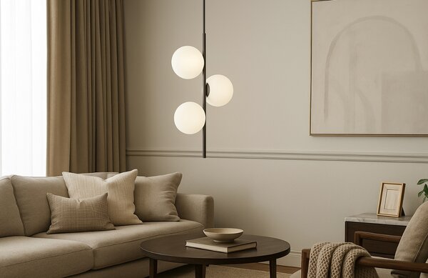 Nordic Design Bílo černé skleněné závěsné světlo Bubbly 93 cm