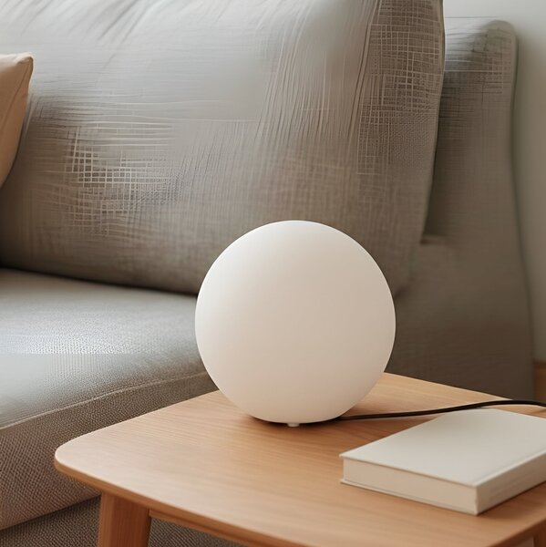 Stolní lampa Lindby, Marike, Bílá, Obývací pokoj, Sklo, Moderní