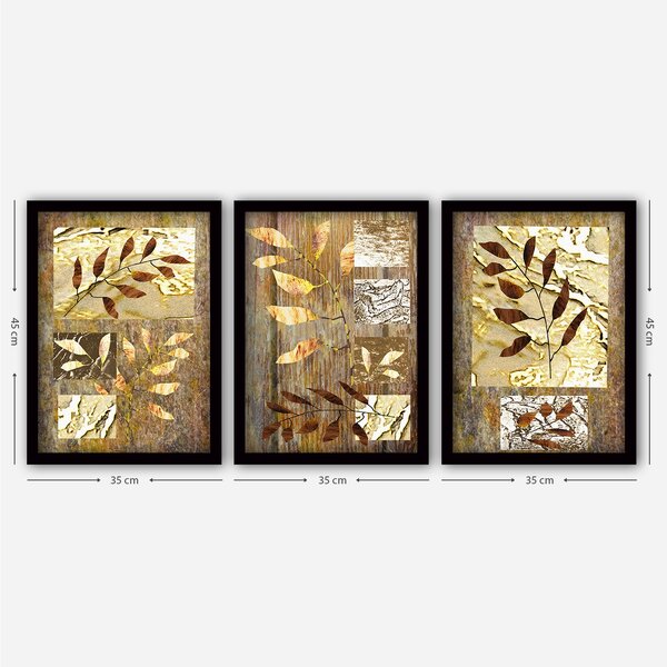 ASIR Dekorativní obraz 3ks MDF VĚTVIČKY 35 x 45 cm