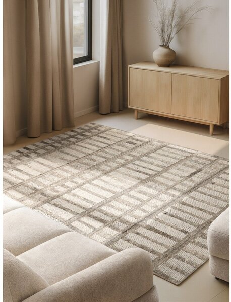 Krémový ručně tkaný vlněný koberec 120x180 cm Boho 1.0 Linara – Vikosa