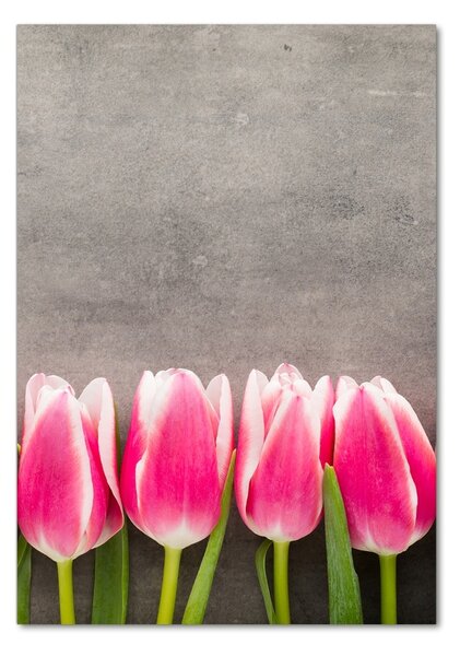 Vertikální Fotoobraz na skle Růžové tulipány osv-102142486