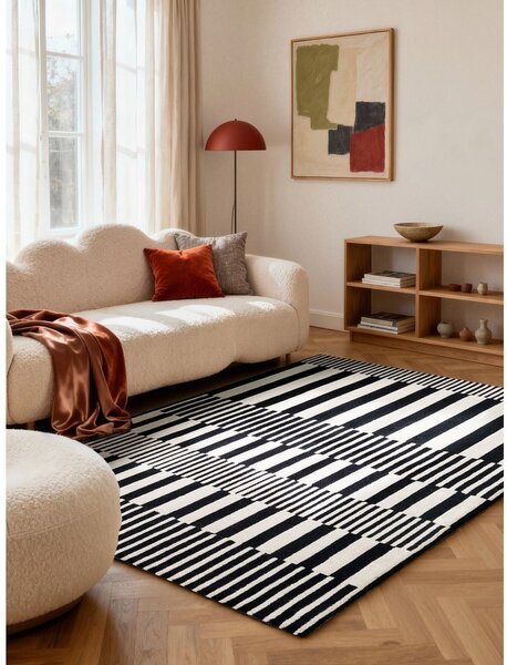 Černobílý ručně tkaný vlněný koberec 120x180 cm Stryve Pulse – Elle Decoration