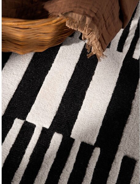 Černobílý ručně tkaný vlněný koberec 120x180 cm Stryve Pulse – Elle Decoration