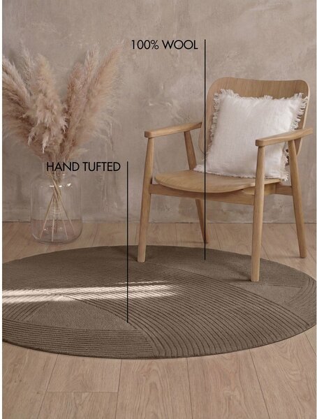 Hnědý vlněný kulatý koberec ø 160 cm Kensington Victoria – Ted Baker
