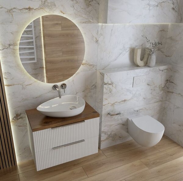 LaVita Almond umyvadlo 58x41 cm oválné na pult bílá lesk 5900378335429