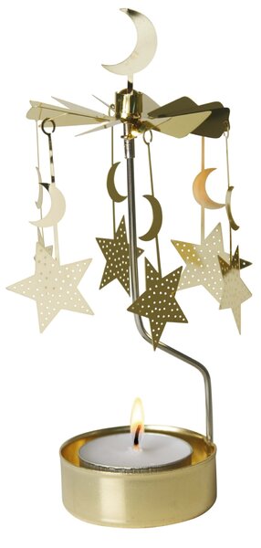 Rotující svícen Moon and Stars Gold
