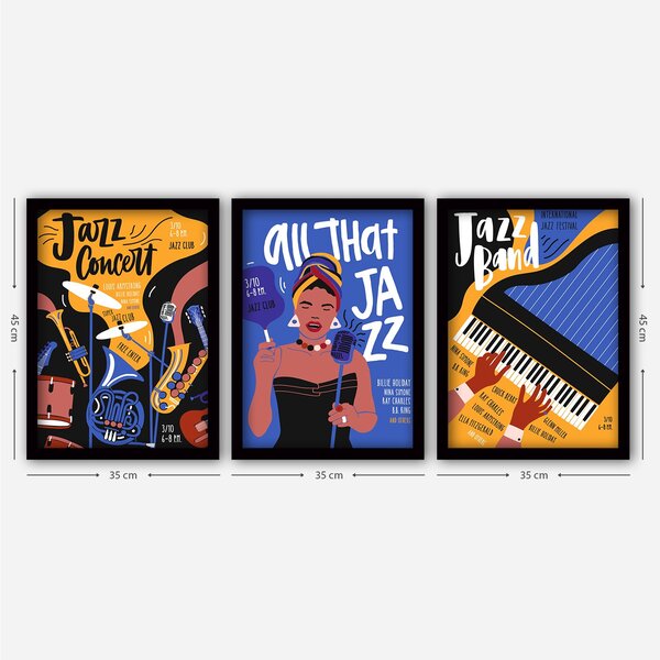 ASIR Dekorativní obraz 3ks MDF JAZZ 35 x 45 cm