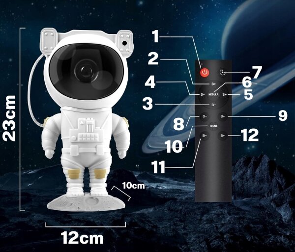 LED RGB Projektor LED/5W/5V astronaut + dálkové ovládání