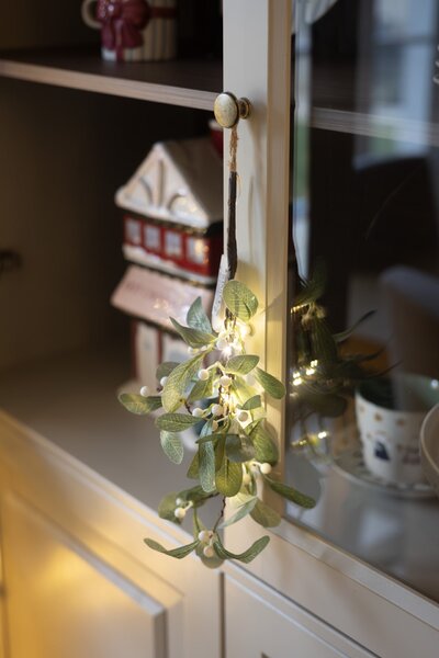 Vánoční LED dekorace svítící jmelí Mistel 35 cm