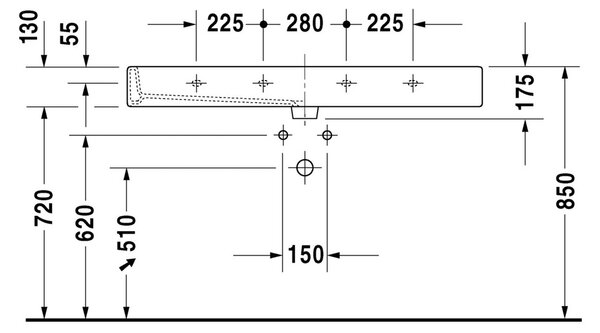 Duravit Vero - Umyvadlo 1200x470 mm, 1 otvor pro armaturu, bílá 0454120000