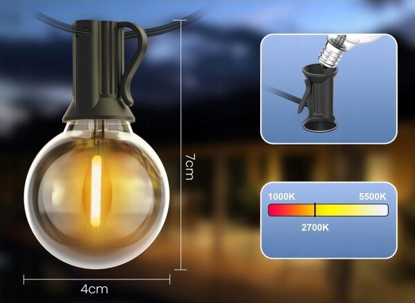 LED Venkovní dekorační řetěz 20xE12/1W/230V 20 m IP65 černá