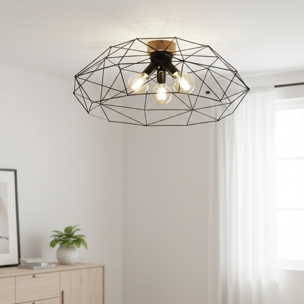 Brilagi - Stropní svítidlo WOODY BASKET 3xE27/60W/230V pr. 80 cm dub