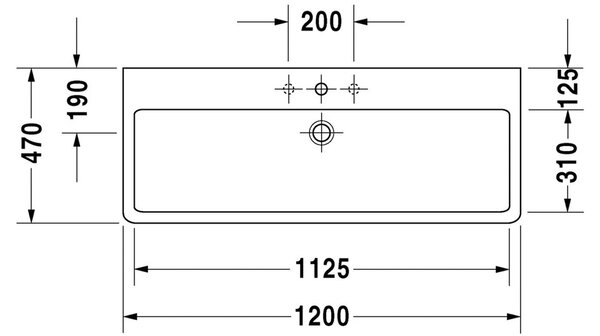 Duravit Vero - Umyvadlo 1200x470 mm, 1 otvor pro armaturu, bílá 0454120000