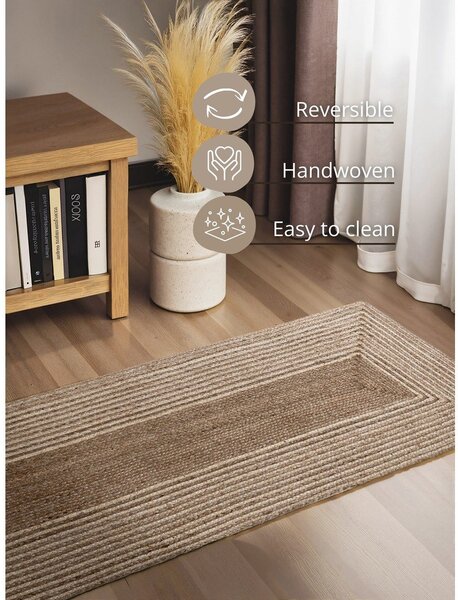 Oboustranný/ručně tkaný jutový běhoun ve světle přírodní barvě/v tmavě přírodní barvě 80x200 cm Juno – Hanse Home