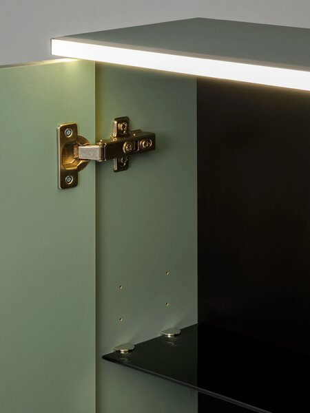 Comad Zrcadlová skříňka bez osvětlení Sombra Green 80 rákosově zelená s regálem